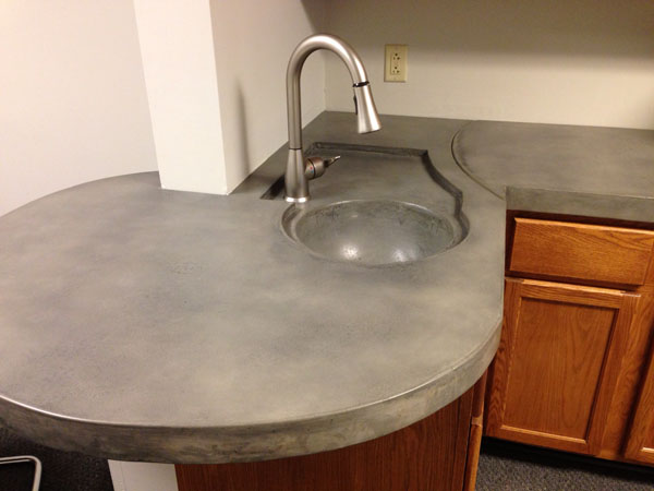 Round Grey Concrete Countertop in Office Breakroom